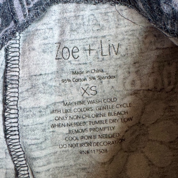 Zoe + Liv Positive Vibes Graphic Print Flare Leg Pants Black & Gray Size XS - Picture 8 of 10